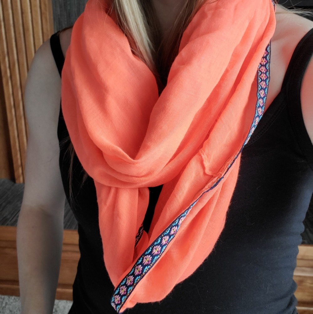 Coral infinity scarf